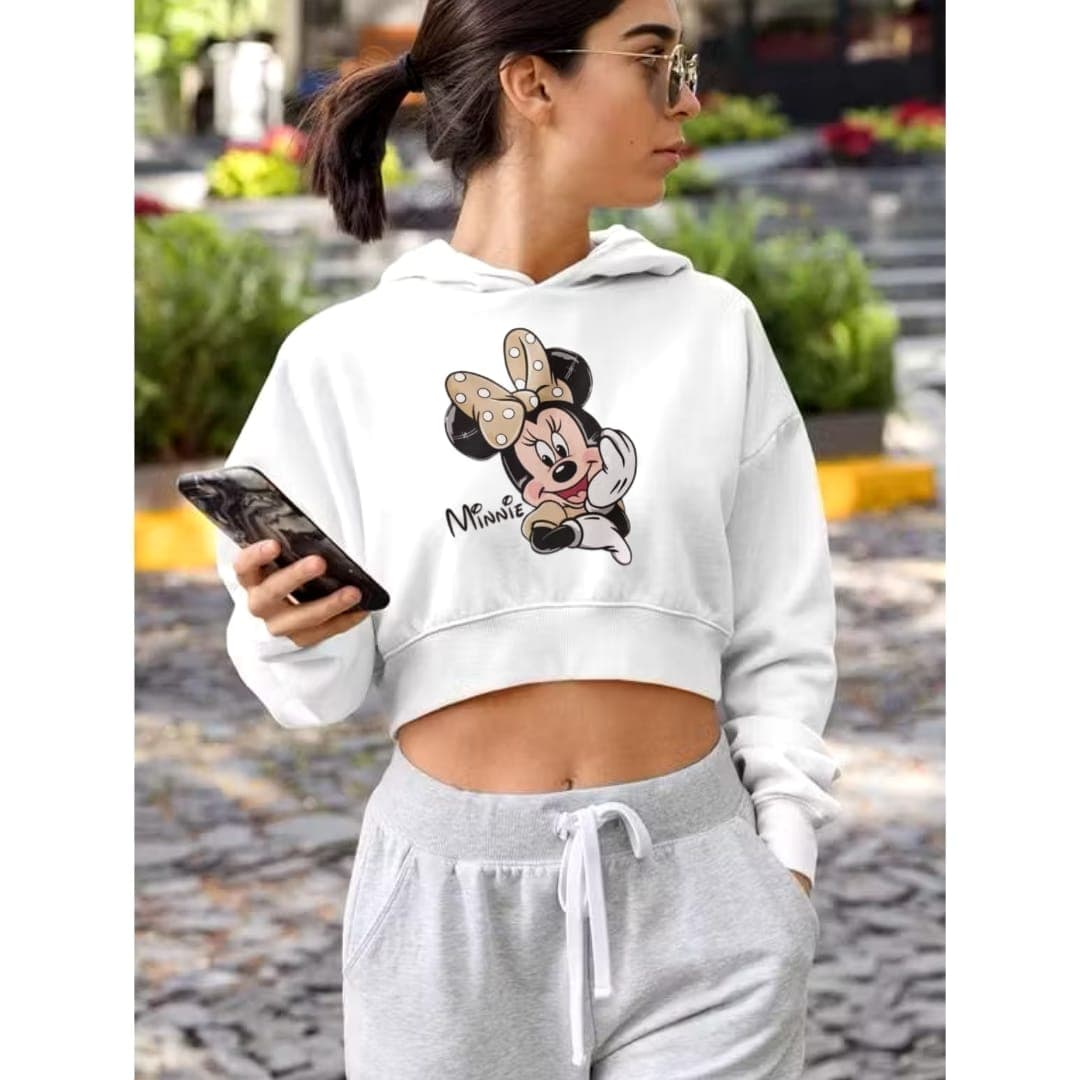 Cropped feminino com capuz