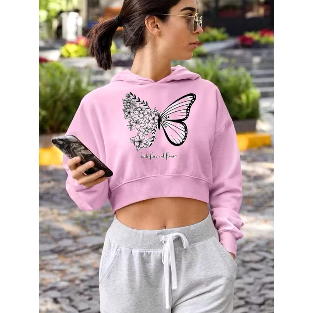Cropped feminino com capuz