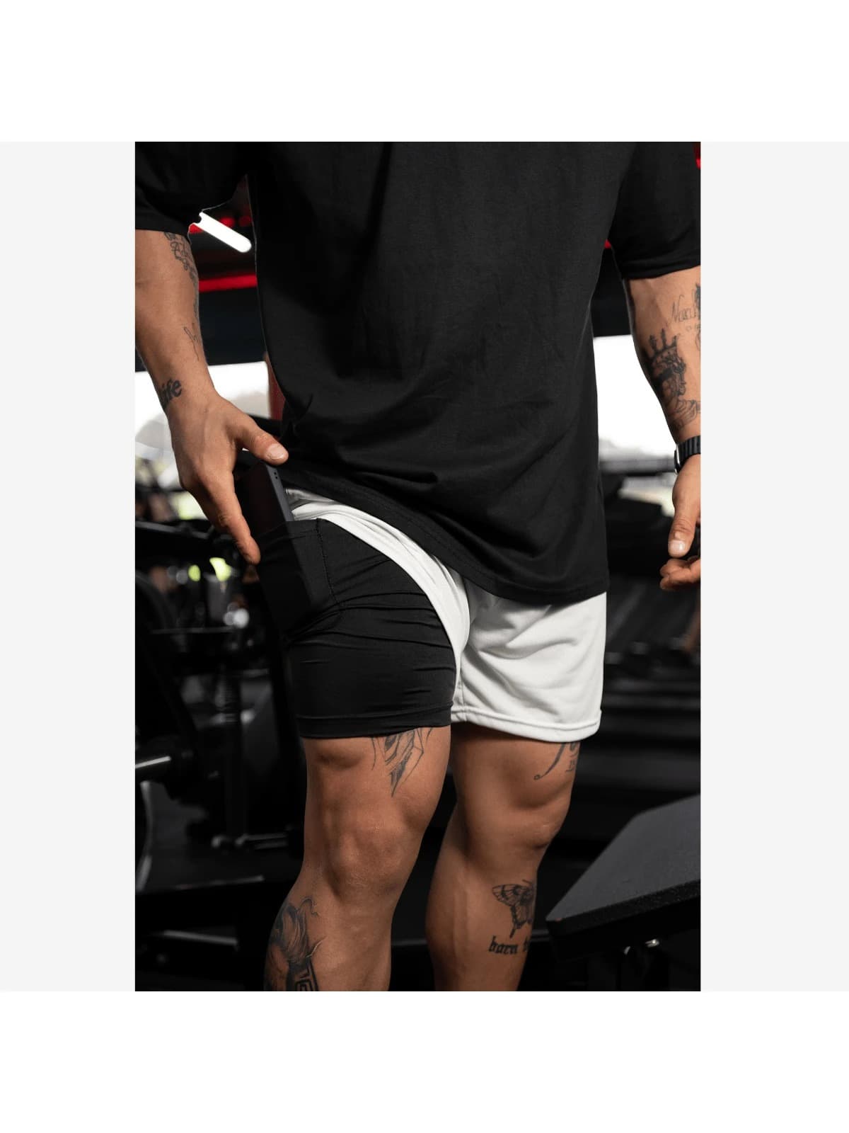Short Masculino Duplo 2 Em 1 Com Bermuda De Compressão Treino Academia Corrida 